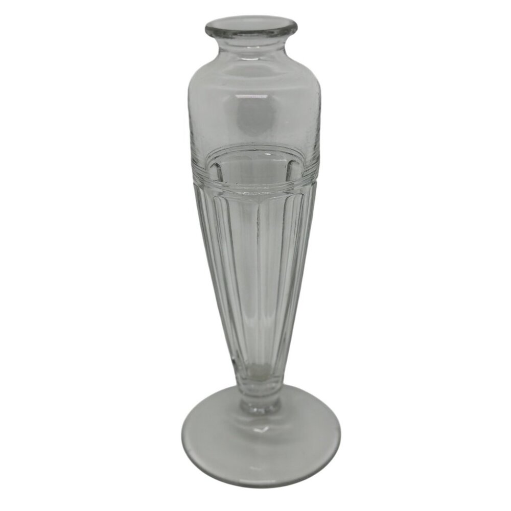 VTG MCM Fluted Glass Bud‎ Vase Tall Pedestal Ribbed Stem Flower Decor Timeless